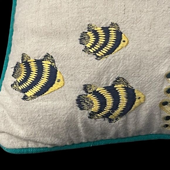 Pier 1 Embroidered Tropical Angelfish Accent Pillow - Picture 2 of 7